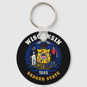 WISCONSIN BADGER STATE FLAG SLEUTELHANGER