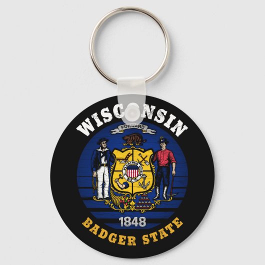 WISCONSIN BADGER STATE FLAG SLEUTELHANGER (Voorkant)