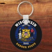 WISCONSIN BADGER STATE FLAG SLEUTELHANGER (Voorkant)