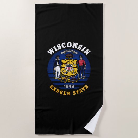 WISCONSIN BADGER STATE FLAG STRANDLAKEN (Voorkant)