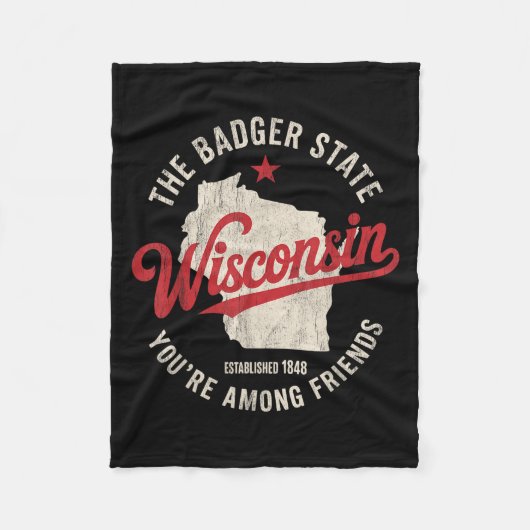 Wisconsin Badger State Retro Star Mannen Vrouwen K Fleece Deken (Voorkant)