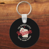 Wisconsin Badger State Retro Star Mannen Vrouwen K Sleutelhanger (Voorkant)