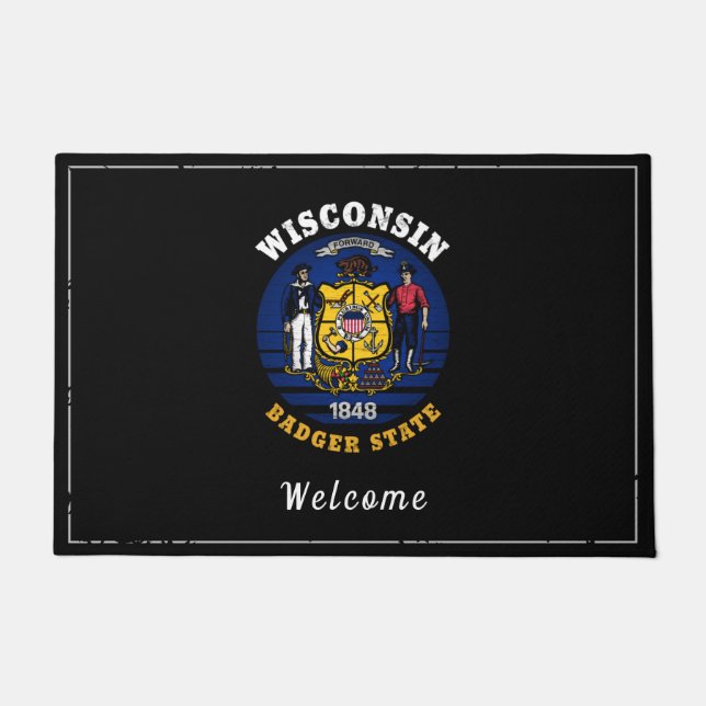 WISCONSIN BADGER STATE VLAG DEURMAT (Voorkant)