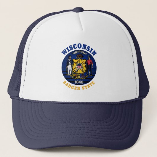 WISCONSIN BADGER STATE VLAG TRUCKER HOED PET (Voorkant)