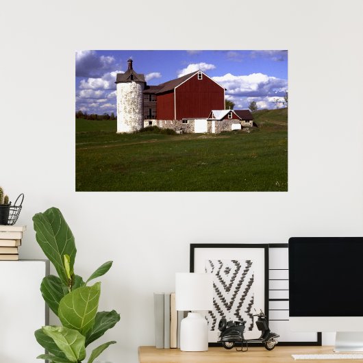 Wisconsin Barn met Brick Silo Poster (Thuiskantoor)