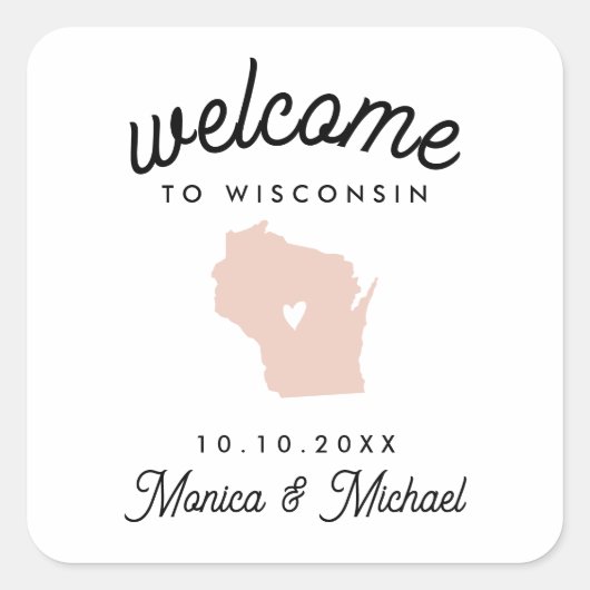 WISCONSIN-bestemming Weddenschap MET ELKE KLEUR Vierkante Sticker (Voorkant)