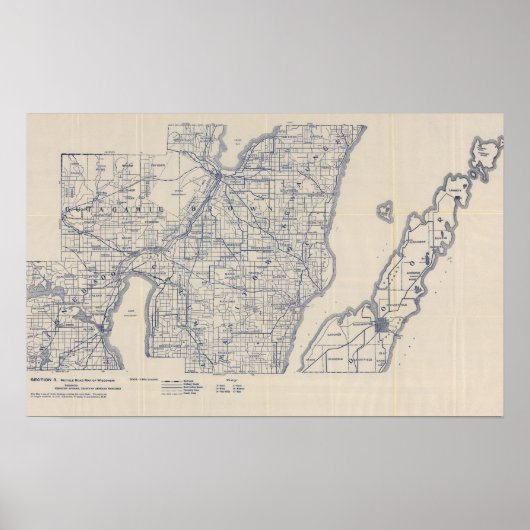 Wisconsin Bicycle Road Map 2 Poster (Voorkant)