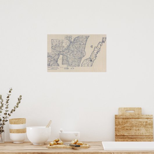 Wisconsin Bicycle Road Map 2 Poster (Keuken)