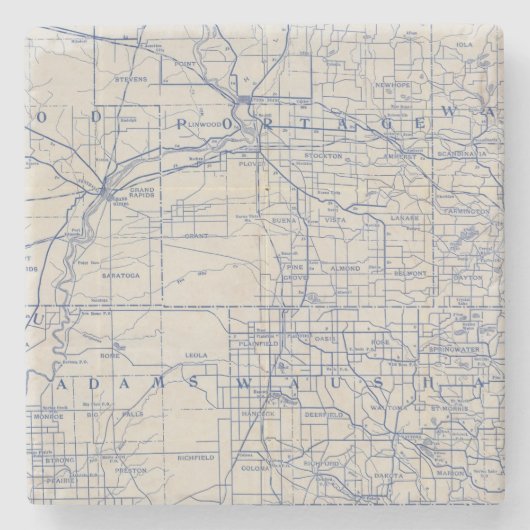 Wisconsin Bicycle Road Map 2 Stenen Onderzetter (Voorkant)