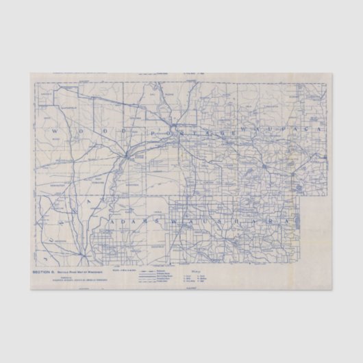Wisconsin Bicycle Road Map 2 Tissuepapier (Voorkant)