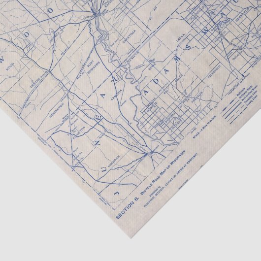 Wisconsin Bicycle Road Map 2 Tissuepapier (Detail)
