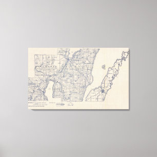 Wisconsin Bicycle Road Map 3 Canvas Afdruk