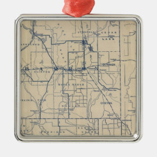 Wisconsin Bicycle Road Map 3 Metalen Ornament