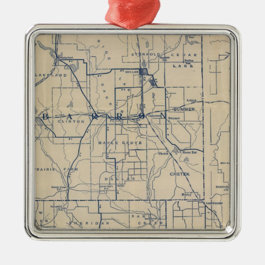 Wisconsin Bicycle Road Map 3 Metalen Ornament (Voorkant)