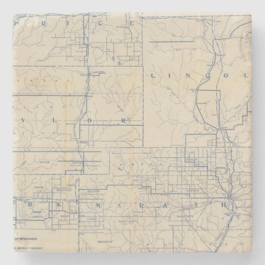 Wisconsin Bicycle Road Map 3 Stenen Onderzetter (Voorkant)
