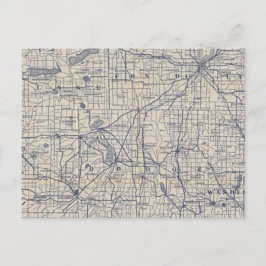 Wisconsin Bicycle Road Map 4 Briefkaart (Voorkant)