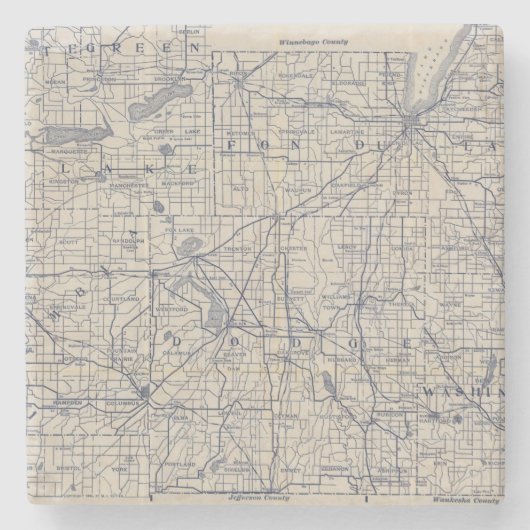 Wisconsin Bicycle Road Map 4 Stenen Onderzetter (Voorkant)
