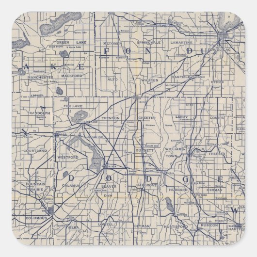 Wisconsin Bicycle Road Map 4 Vierkante Sticker (Voorkant)