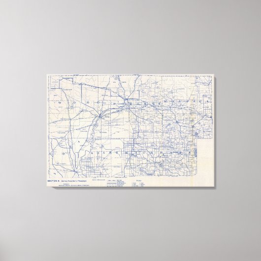 Wisconsin Bicycle Road Map 5 Canvas Afdruk (Voorkant)