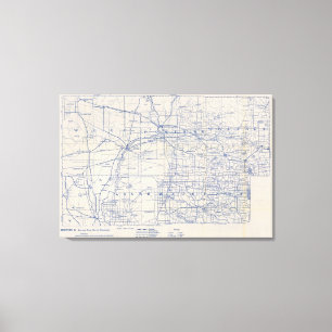 Wisconsin Bicycle Road Map 5 Canvas Afdruk