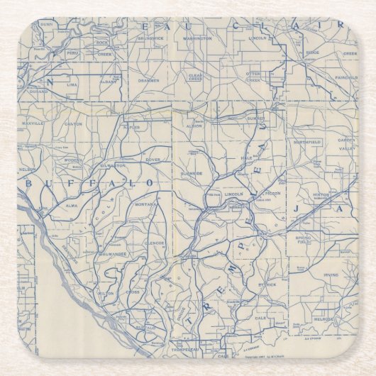 Wisconsin Bicycle Road Map 6 Kartonnen Onderzetters (Voorkant)