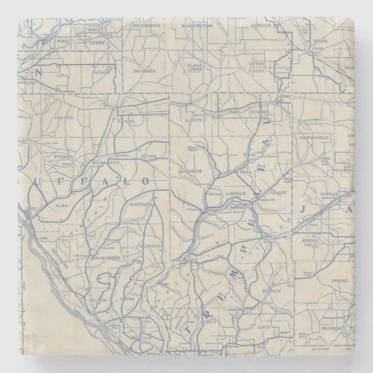 Wisconsin Bicycle Road Map 6 Stenen Onderzetter (Voorkant)