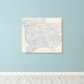 Wisconsin Bicycle Road Map Canvas Afdruk (Insitu (Houten vloer))