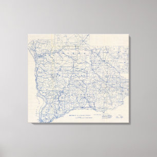 Wisconsin Bicycle Road Map Canvas Afdruk