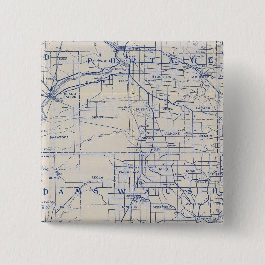 Wisconsin Bicycle Road Map Vierkante Button 5,1 Cm (Voorkant)