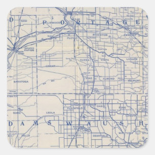 Wisconsin Bicycle Road Map Vierkante Sticker
