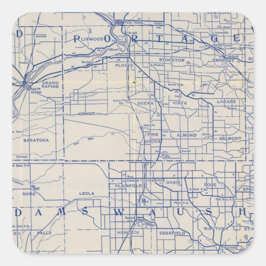 Wisconsin Bicycle Road Map Vierkante Sticker (Voorkant)