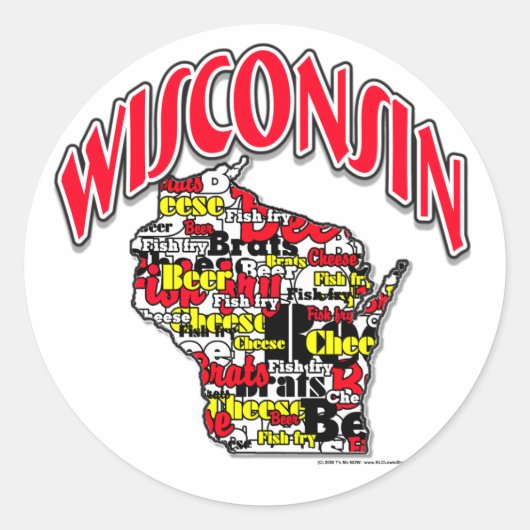 Wisconsin Bier Brats Cheese Fish-Fry Ronde Sticker (Voorkant)