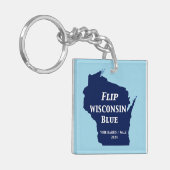 Wisconsin Blauw in 2024 Sleutelhanger (Voorkant Links)