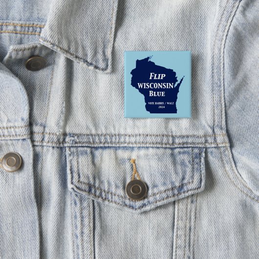 Wisconsin Blauw in 2024 Vierkante Button 5,1 Cm (In situ)