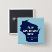 Wisconsin Blauw in 2024 Vierkante Button 5,1 Cm (Voorkant /achterkant)