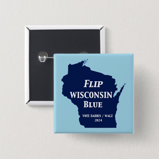 Wisconsin Blauw in 2024 Vierkante Button 5,1 Cm (Voorkant /achterkant)