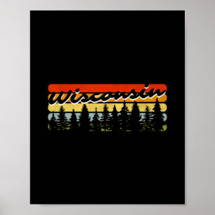 Wisconsin bos zonsondergang bomen hut thema souven poster
