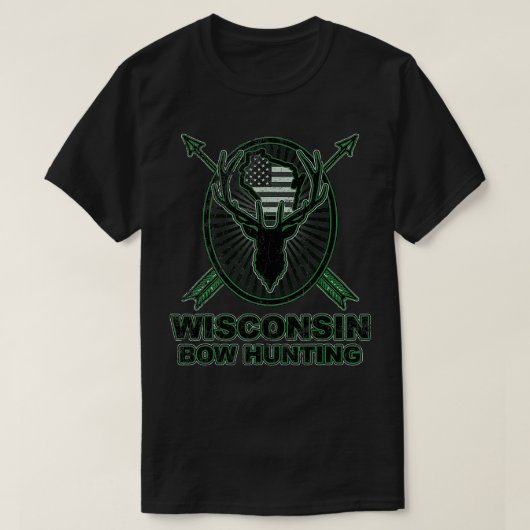 Wisconsin Camo Bowhunting Bow Hunting Deer Flag T-shirt (Design voorkant)