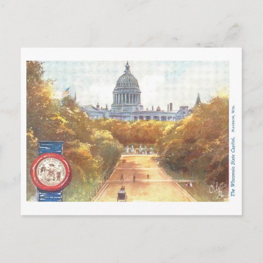  Wisconsin Capitol met Seal Briefkaart (Voorkant)