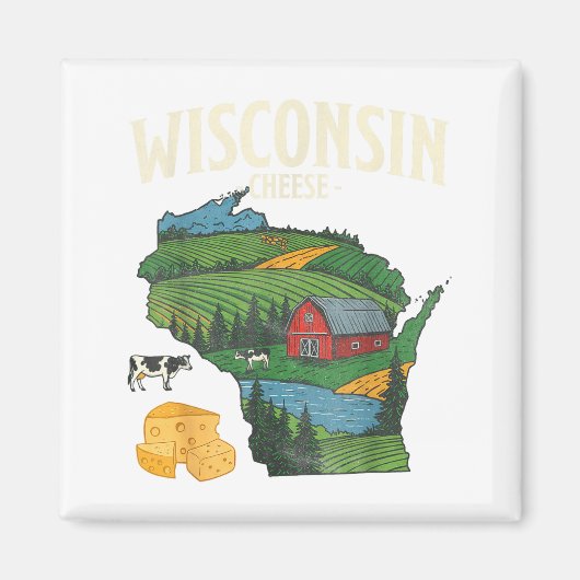 Wisconsin Cheese State Pride Farm Dairy Lover Gift Magneet (Voorkant)