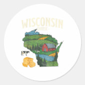 Wisconsin Cheese State Pride Farm Dairy Lover Gift Ronde Sticker (Voorkant)