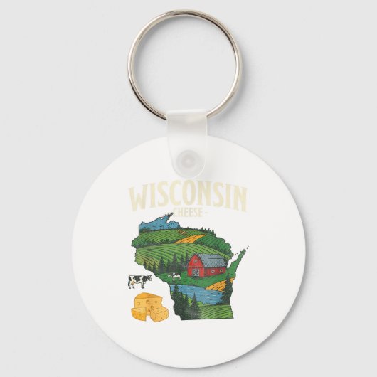 Wisconsin Cheese State Pride Farm Dairy Lover Gift Sleutelhanger (Voorkant)