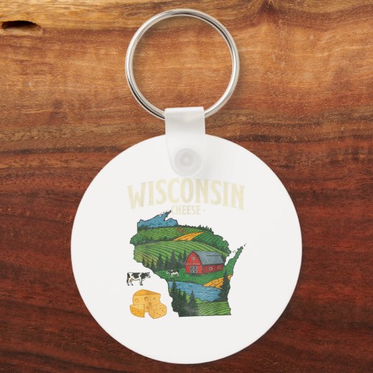 Wisconsin Cheese State Pride Farm Dairy Lover Gift Sleutelhanger (Voorkant)
