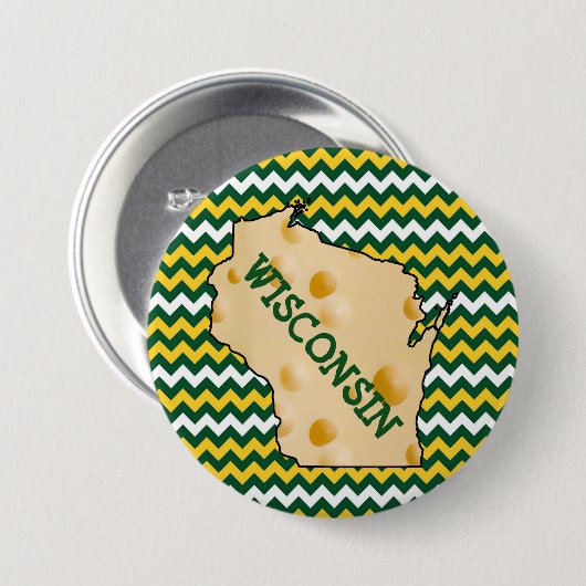 Wisconsin Cheesehead Button Green en Gold (Voorkant /achterkant)