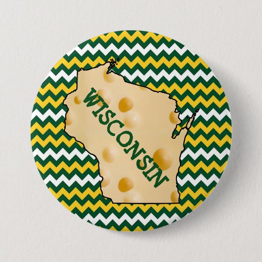 Wisconsin Cheesehead Button Green en Gold (Voorkant)