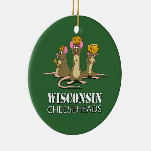 Wisconsin Cheesehead Mice Keramisch Ornament (Rechts)