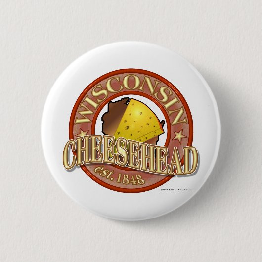 Wisconsin Cheesehead Seal Ronde Button 5,7 Cm (Voorkant)