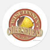 Wisconsin Cheesehead Seal Ronde Sticker (Voorkant)
