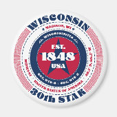 Wisconsin Cirkel Typografie Souvenir Magnet (Voorkant)