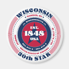 Wisconsin Cirkel Typografie Souvenir Magnet